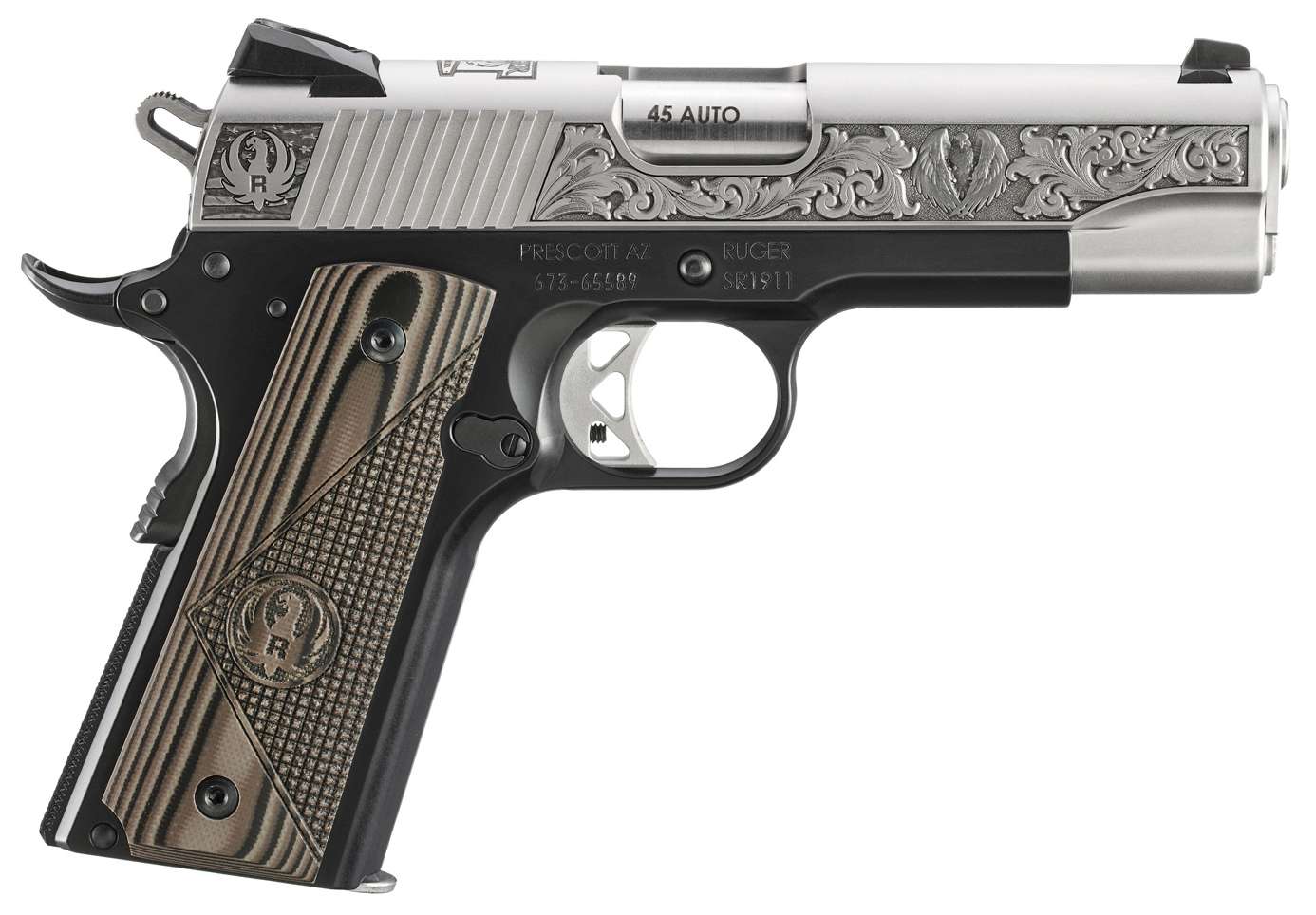 RUGER SR1911 COMMANDER PRESCOTT AZ EDITION 45ACP PISTOL 4.25″ STS ENGRAVED 1-7RD MAG